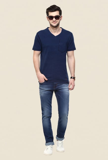 Turtle Blue Solid V Neck T Shirt Turtle Blue Solid V Neck T Shirt