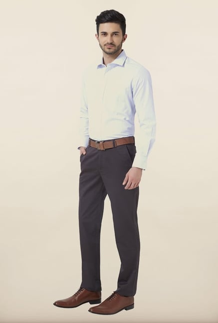 Peter England Grey Solid Formal Trouser Peter England Grey Solid Formal Trouser