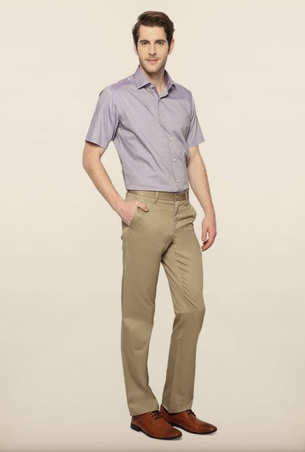 Van Heusen Khaki Solid Formal Trouser Van Heusen Khaki Solid Formal Trouser