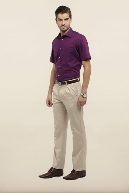 Allen Solly Cream Solid Formal Trouser Allen Solly Cream Solid Formal Trouser