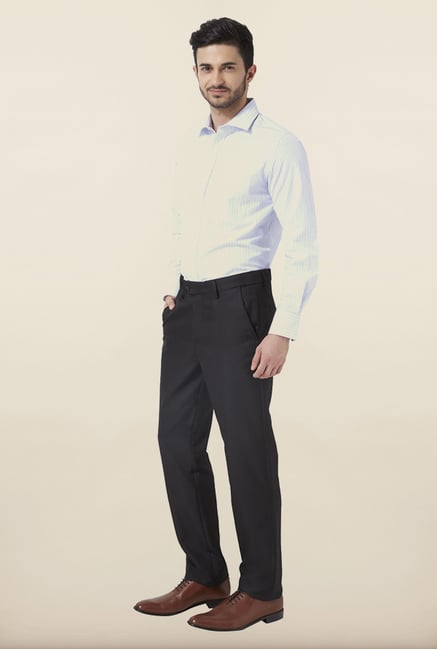 Peter England Grey Solid Formal Trouser Peter England Grey Solid Formal Trouser