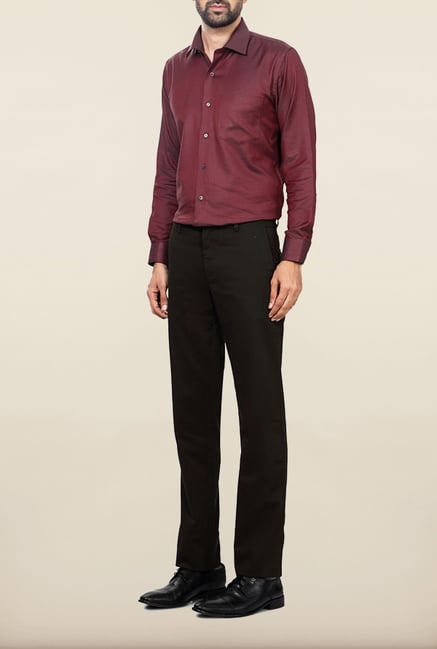 Van Heusen Olive Solid Formal Trouser Van Heusen Olive Solid Formal Trouser