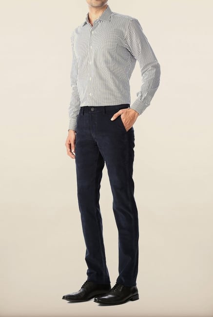 Allen Solly Navy Solid Formal Trouser Allen Solly Navy Solid Formal Trouser
