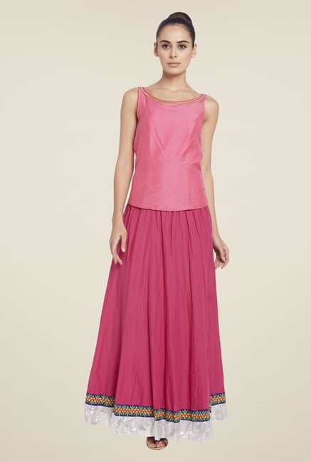 Globus Pink Solid Maxi Skirt Globus Pink Solid Maxi Skirt