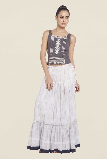 Globus White Printed Maxi Skirt Globus White Printed Maxi Skirt