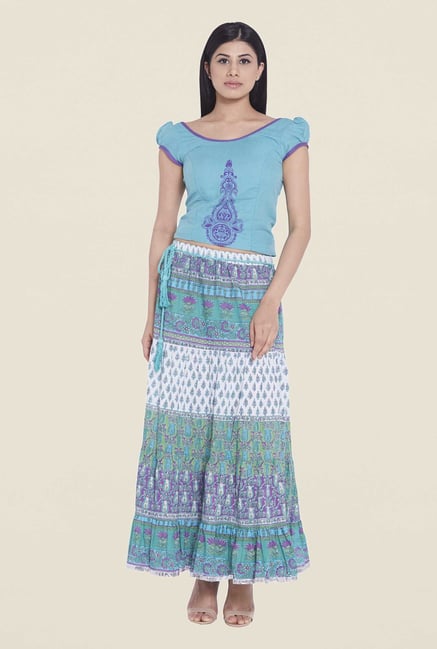 Globus Green Printed Maxi Skirt Globus Green Printed Maxi Skirt