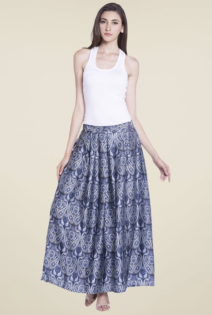 Globus Blue Printed Maxi Skirt Globus Blue Printed Maxi Skirt