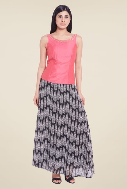 Globus Black Printed Maxi Skirt Globus Black Printed Maxi Skirt