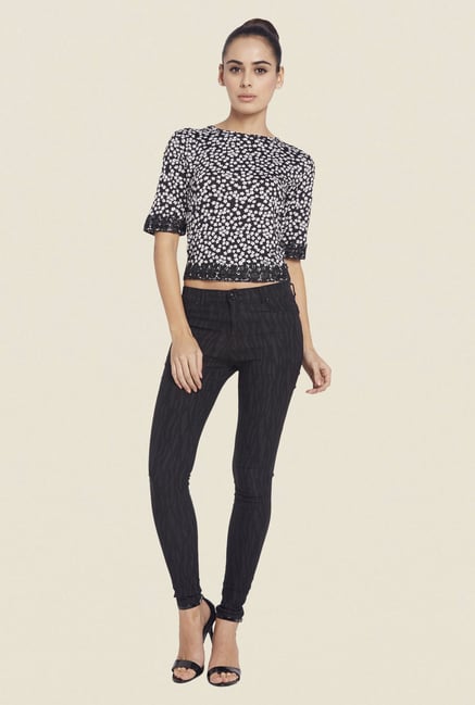 Globus Black Printed Denim Jeans Globus Black Printed Denim Jeans