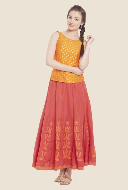 Globus Peach Printed Maxi Skirt Globus Peach Printed Maxi Skirt