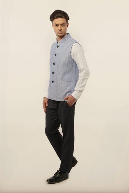 Van Heusen Blue Solid Waistcoat Van Heusen Blue Solid Waistcoat