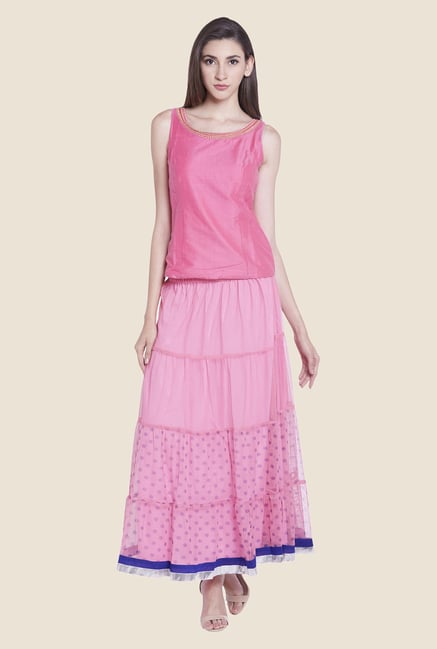 Globus Baby Pink Printed Maxi Skirt Globus Baby Pink Printed Maxi Skirt