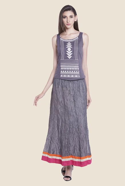 Globus Dark Grey Solid Maxi Skirt Globus Dark Grey Solid Maxi Skirt