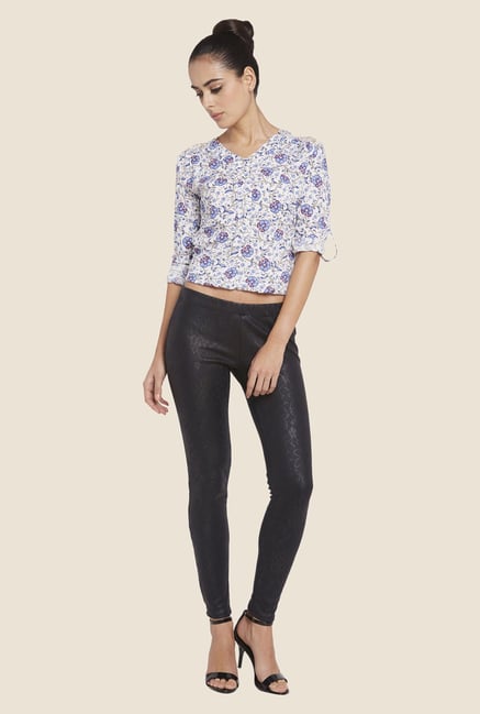 Globus Black Self Printed Leggings Globus Black Self Printed Leggings