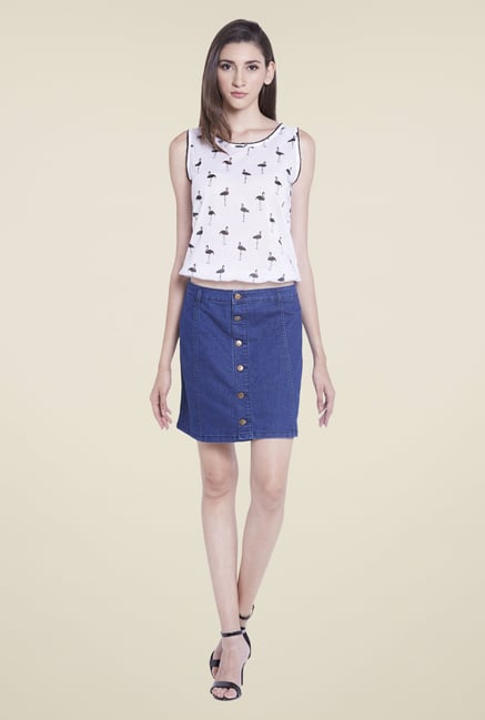 Globus Denim Blue Solid Mini Skirt Globus Denim Blue Solid Mini Skirt
