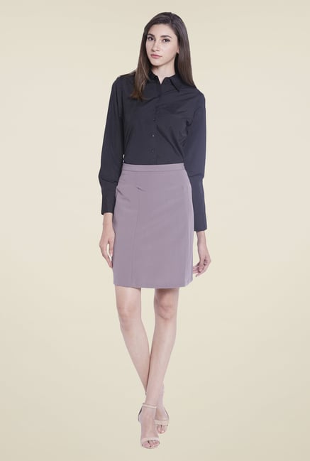 Globus Grey Solid Pencil Skirt Globus Grey Solid Pencil Skirt