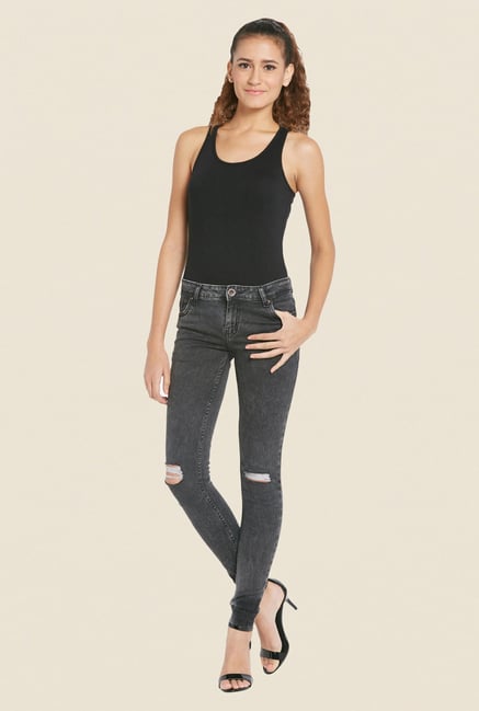 Globus Black Ripped Skinny Fit Jeans Globus Black Ripped Skinny Fit Jeans