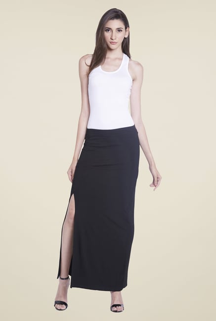 Globus Black Solid Maxi Skirt Globus Black Solid Maxi Skirt