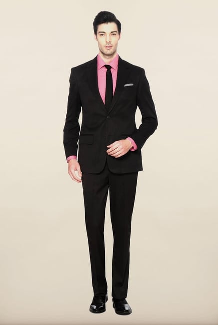 Peter England Black Solid Formal Suits Peter England Black Solid Formal Suits
