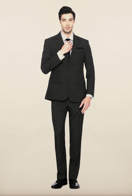 Peter England Grey Solid Formal Suits Peter England Grey Solid Formal Suits
