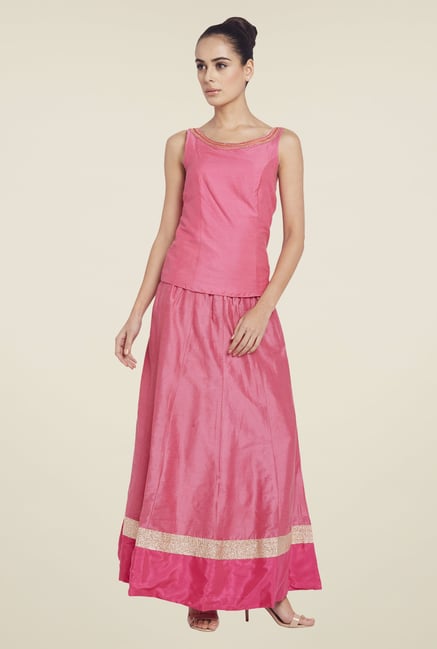 Globus Pink Solid Maxi Skirt Globus Pink Solid Maxi Skirt
