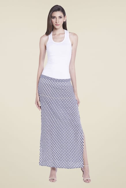 Globus Blue & White Printed Maxi Skirt Globus Blue & White Printed Maxi Skirt