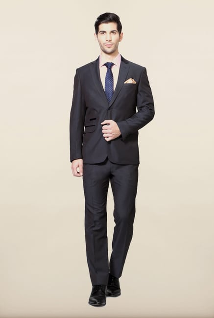 Van Heusen Black Solid Formal Suits Van Heusen Black Solid Formal Suits