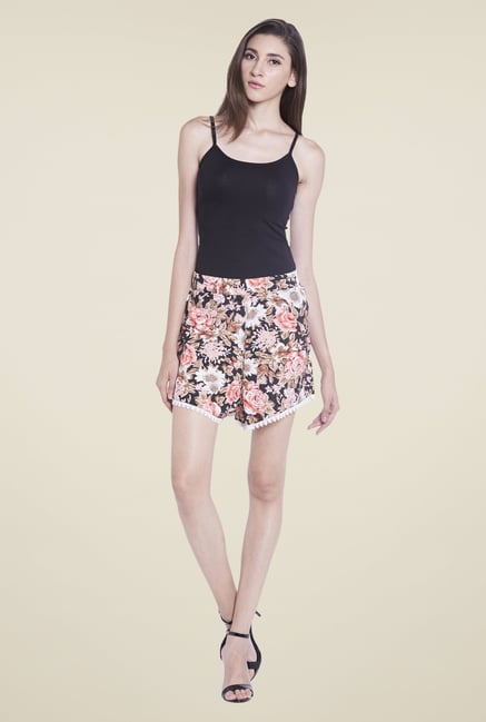 Globus Black Floral Printed Shorts Globus Black Floral Printed Shorts