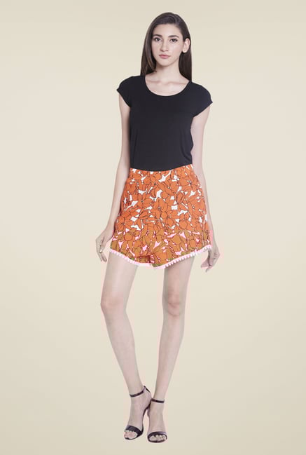 Globus Orange Floral Printed Shorts Globus Orange Floral Printed Shorts