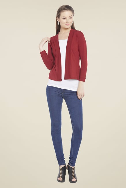 Globus Maroon Solid Shrug Globus Maroon Solid Shrug