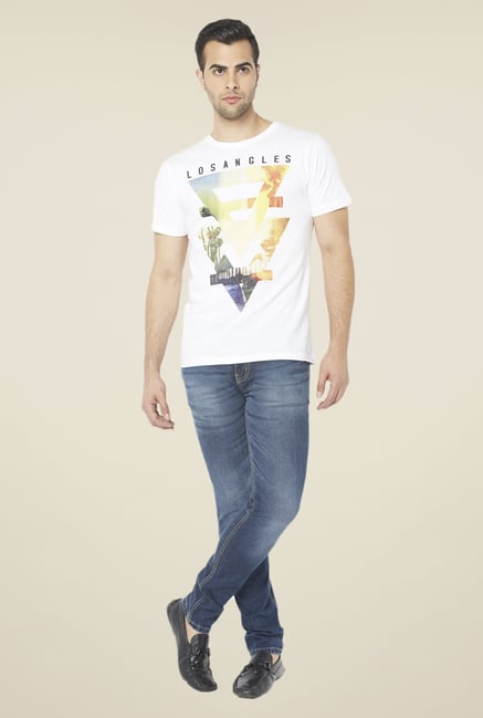 Globus White Graphic Print T Shirt Globus White Graphic Print T Shirt