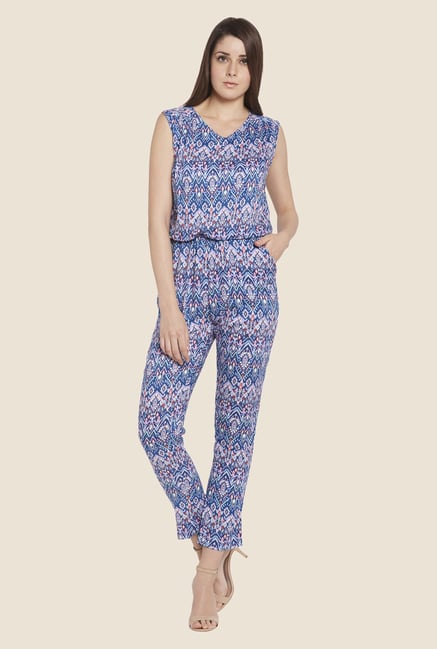 Globus Blue Printed Jumpsuit Globus Blue Printed Jumpsuit