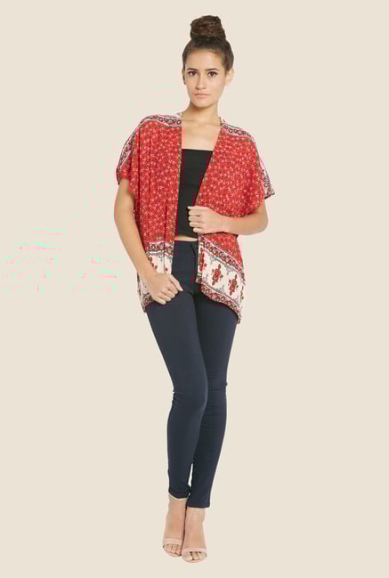 Globus Red Printed Shrug Globus Red Printed Shrug