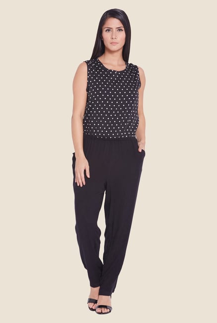 Globus Black Polka Dot Printed Jumpsuit Globus Black Polka Dot Printed Jumpsuit