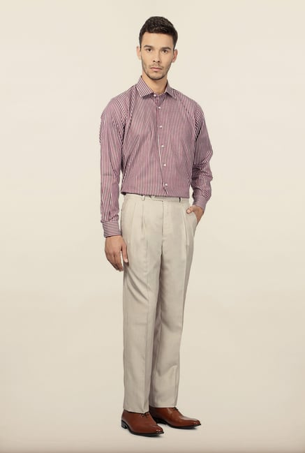 Van Heusen Cream Solid Formal Trouser Van Heusen Cream Solid Formal Trouser