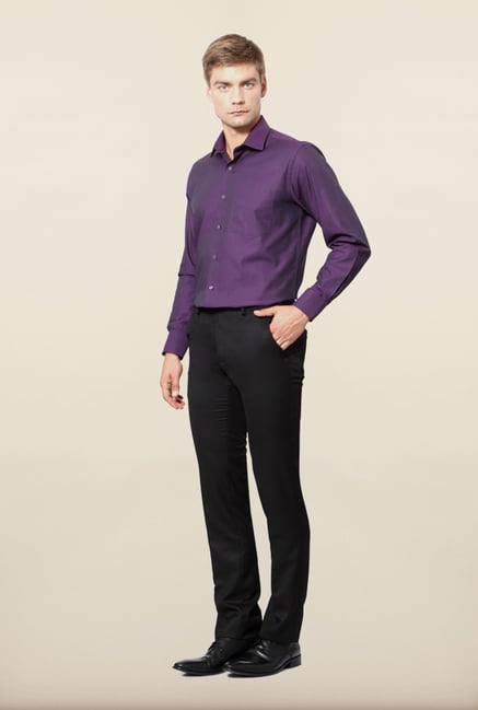 Van Heusen Black Solid Formal Trouser Van Heusen Black Solid Formal Trouser
