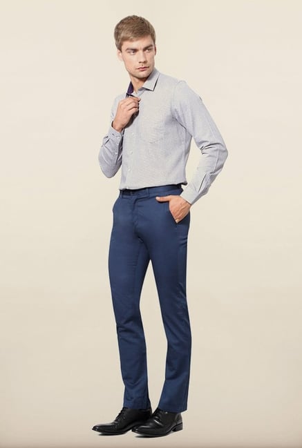 Allen Solly Blue Solid Formal Trouser Allen Solly Blue Solid Formal Trouser