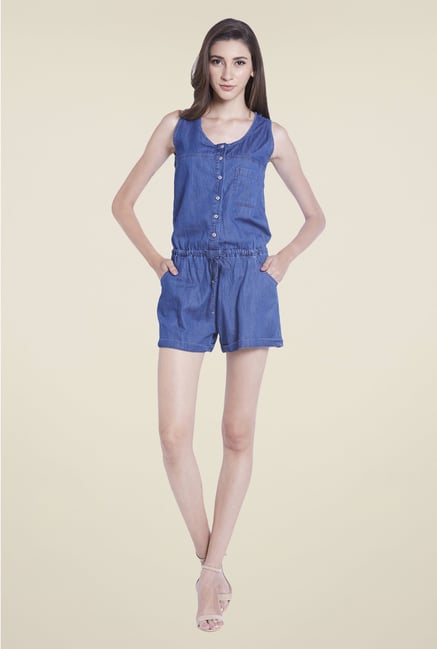 Globus Denim Blue Solid Jumpsuit Globus Denim Blue Solid Jumpsuit