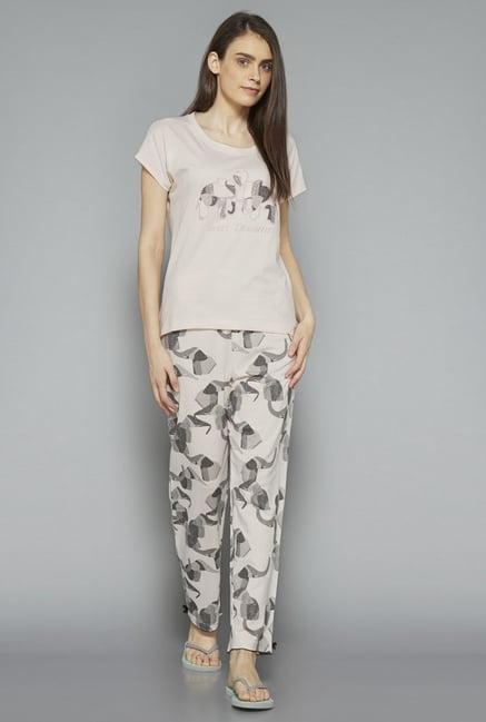 Intima by Westside Grey Printed Pyjama Set Intima by Westside Grey Printed Pyjama Set