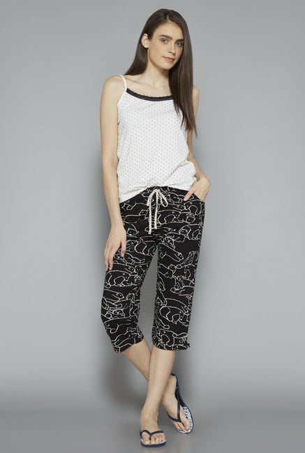 Intima by Westside Black Animal Print Capri Intima by Westside Black Animal Print Capri