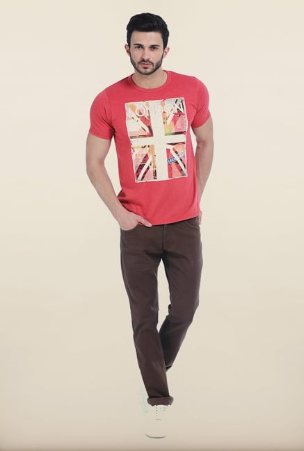 Basics Melange Red Crew T Shirt Basics Melange Red Crew T Shirt