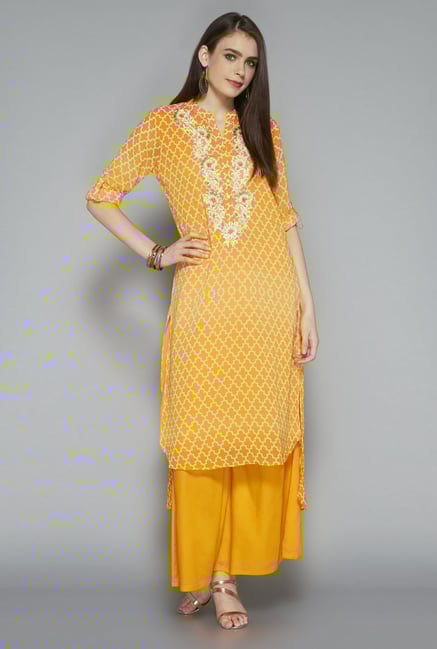 Vark by Westside Orange Printed Suit Set Vark by Westside Orange Printed Suit Set