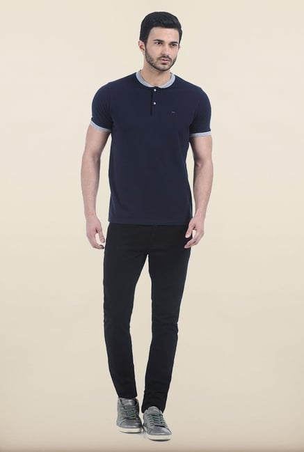 Basics Dress Navy Henley T Shirt Basics Dress Navy Henley T Shirt