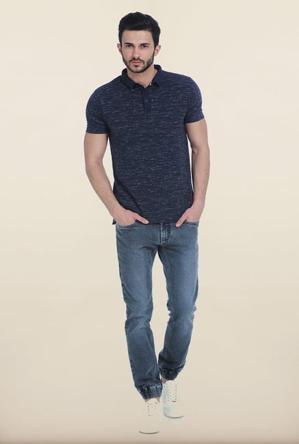 Basics Drizzling Navy Polo T Shirt Basics Drizzling Navy Polo T Shirt