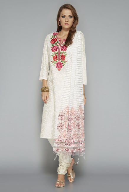 Vark by Westside White Floral Print Suit Set Vark by Westside White Floral Print Suit Set