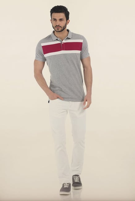 Basics Heather Grey Polo T Shirt Basics Heather Grey Polo T Shirt