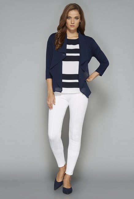 Wardrobe by Westside Navy Solid Zia Cardigan Wardrobe by Westside Navy Solid Zia Cardigan