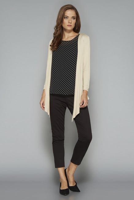 Wardrobe by Westside Beige Solid Topaz Cardigan Wardrobe by Westside Beige Solid Topaz Cardigan