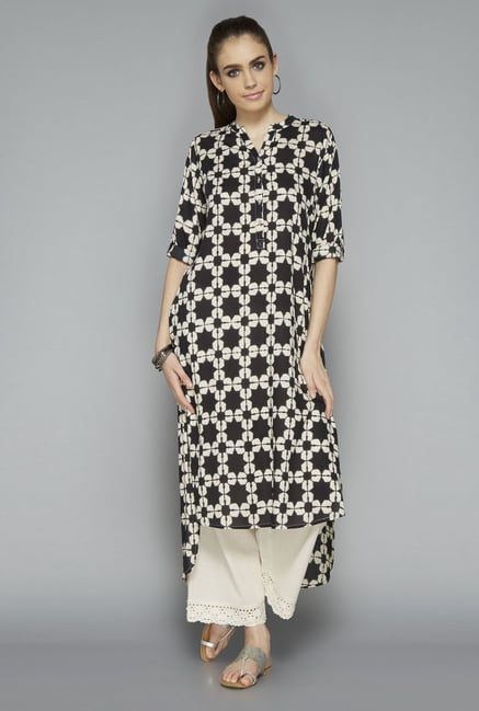 Utsa by Westside Black Floral Print Kurta Utsa by Westside Black Floral Print Kurta