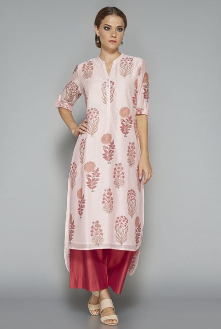 Zuba by Westside Pink Floral Print Kurta Zuba by Westside Pink Floral Print Kurta